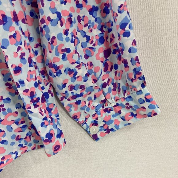 New Grace & Emma size XL Pink Blue Abstract Dot Long Sleeve Button Down - Picture 3 of 11